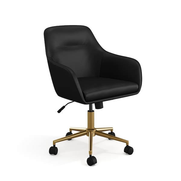 Martha Stewart Rayna Upholstered Office Chair in Black/Polished Brass - CH-220921-6-BK-GLD-MS