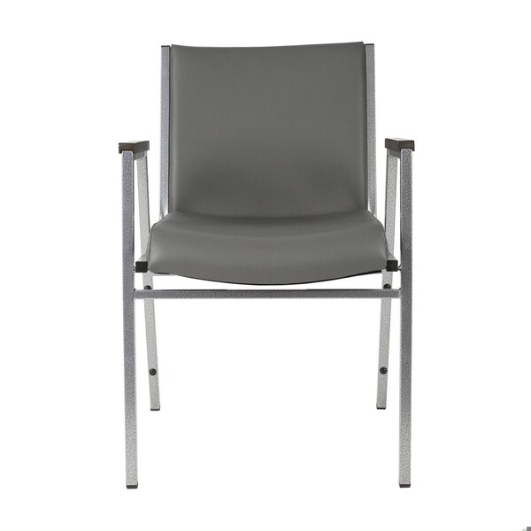 Flash Furniture HERCULES Heavy Duty Gray Vinyl Stack Chair with Arms, 4PK - 4-XU-60154-GRY-VYL-GG