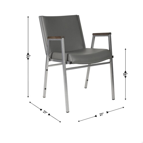 Flash Furniture HERCULES Heavy Duty Gray Vinyl Stack Chair with Arms, 4PK - 4-XU-60154-GRY-VYL-GG
