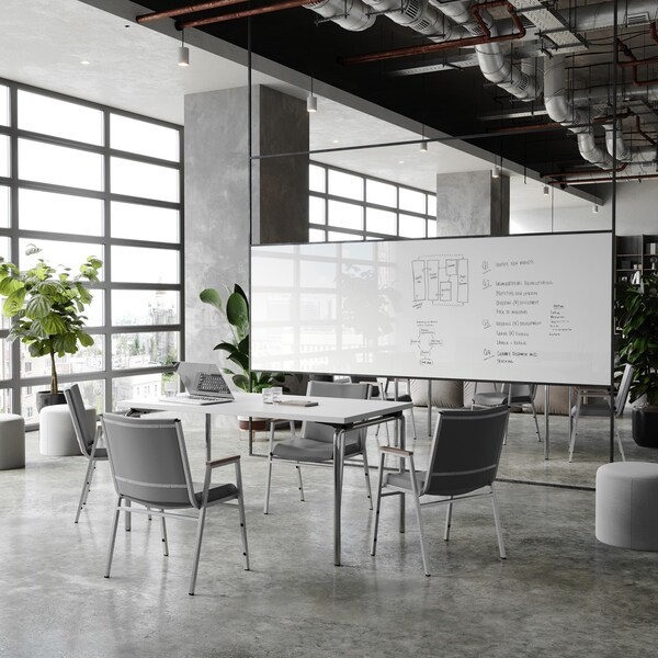 Flash Furniture HERCULES Heavy Duty Gray Vinyl Stack Chair with Arms, 4PK - 4-XU-60154-GRY-VYL-GG