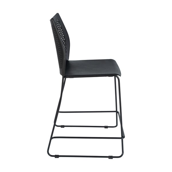 Flash Furniture HERCULES Series Black Stack Counter Stool with Air-Vent Back and Black Powder Coated Sled Base, 3PK - 3-RUT-498A-CS-BK-GG