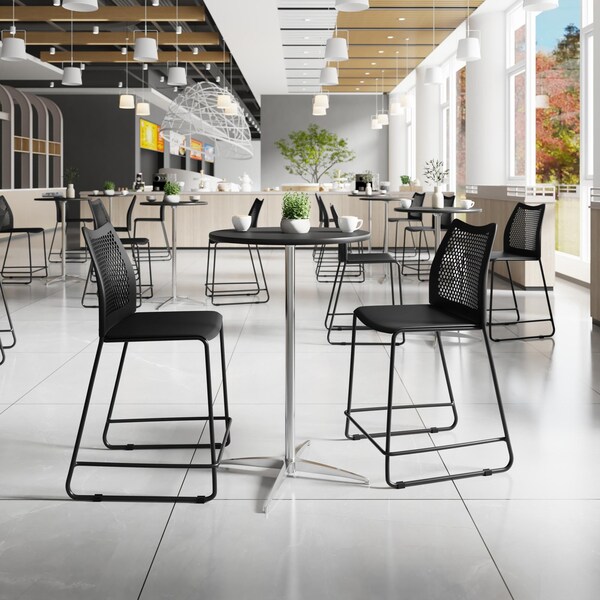 Flash Furniture HERCULES Series Black Stack Counter Stool with Air-Vent Back and Black Powder Coated Sled Base, 3PK - 3-RUT-498A-CS-BK-GG