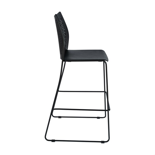 Flash Furniture HERCULES Series Black Stack Bar Stool with Air-Vent Back and Black Powder Coated Sled Base, 3PK - 3-RUT-498A-BS-BK-GG