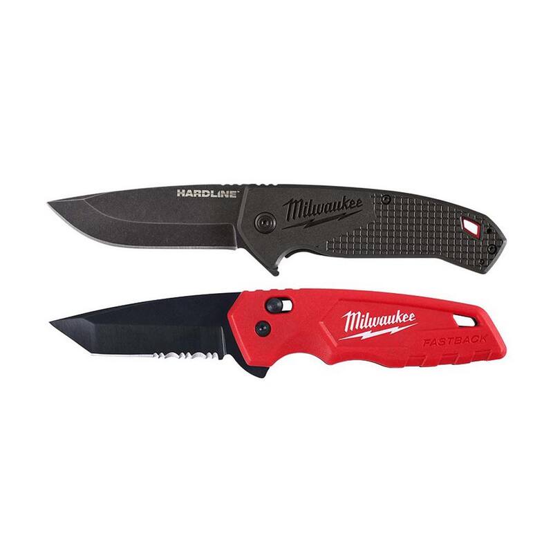 Milwaukee 3 in. Hardline D2 Steel Smooth Blade Pocket Folding Knife and FASTBACK Spring Assisted Folding Knife (2-Piece) - 48-22-1994-48-22-1530