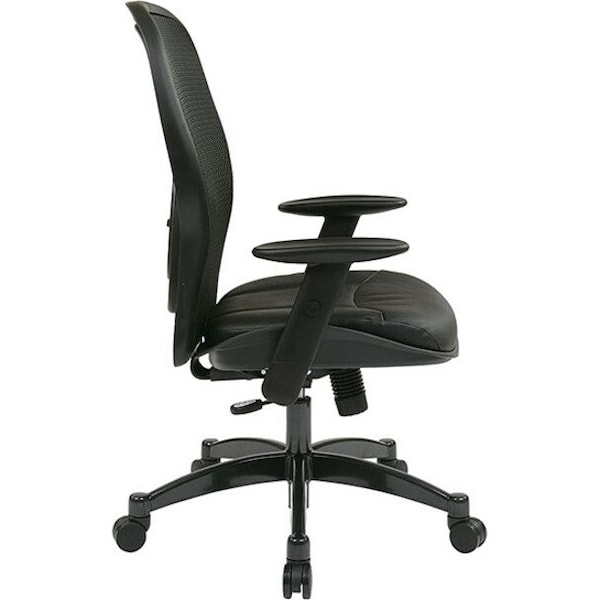 Office Star Managerial Chair Managers Chair, Adjustable Arms, 19-1/4" TO 23-1/4" Height, Leather, Black - 2400E