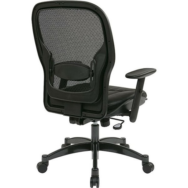 Office Star Managerial Chair Managers Chair, Adjustable Arms, 19-1/4" TO 23-1/4" Height, Leather, Black - 2400E