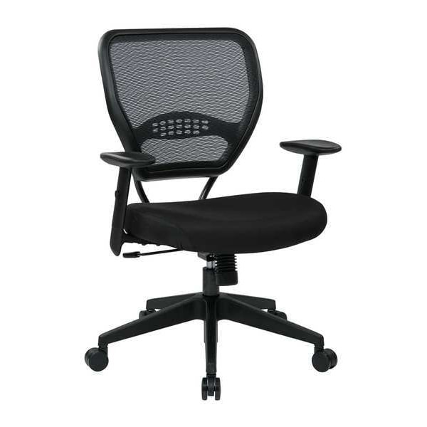 Office Star Desk Chair Desk Chair, Adjustable Arms, 19" to 23" Height, Fabric, Black - 55-7N17-231