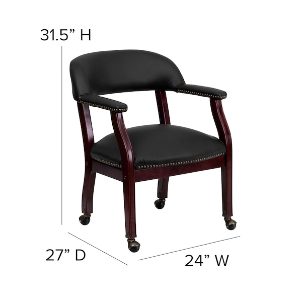 Flash Furniture Traditional Luxurious Conference Chair, Black Back, 24 in W 27" L 31-1/2" H, Upholstered Straight - B-Z100-LF-0005-BK-LEA-GG