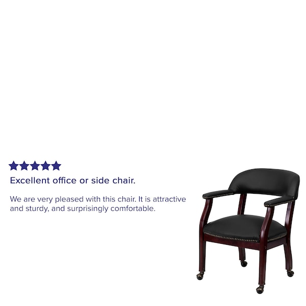 Flash Furniture Traditional Luxurious Conference Chair, Black Back, 24 in W 27" L 31-1/2" H, Upholstered Straight - B-Z100-LF-0005-BK-LEA-GG
