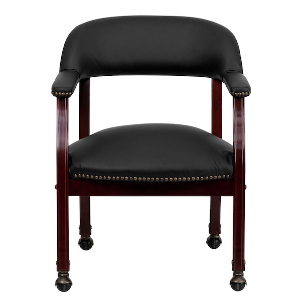 Flash Furniture Traditional Luxurious Conference Chair, Black Back, 24 in W 27" L 31-1/2" H, Upholstered Straight - B-Z100-LF-0005-BK-LEA-GG
