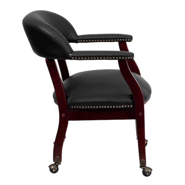 Flash Furniture Traditional Luxurious Conference Chair, Black Back, 24 in W 27" L 31-1/2" H, Upholstered Straight - B-Z100-LF-0005-BK-LEA-GG