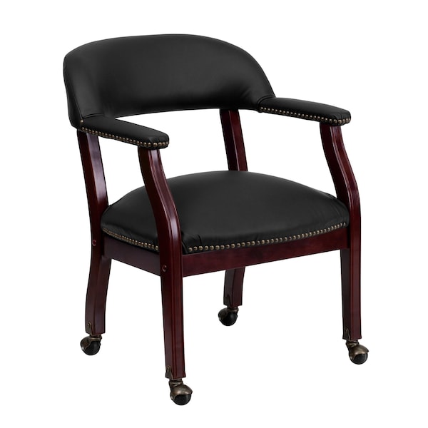 Flash Furniture Traditional Luxurious Conference Chair, Black Back, 24 in W 27" L 31-1/2" H, Upholstered Straight - B-Z100-LF-0005-BK-LEA-GG