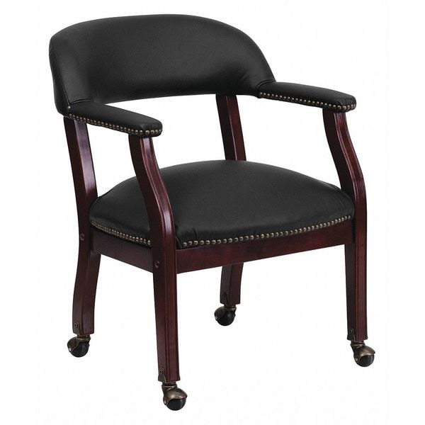 Flash Furniture Traditional Luxurious Conference Chair, Black Back, 24 in W 27" L 31-1/2" H, Upholstered Straight - B-Z100-LF-0005-BK-LEA-GG