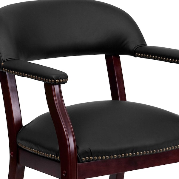 Flash Furniture Traditional Luxurious Conference Chair, Black Back, 24 in W 27" L 31-1/2" H, Upholstered Straight - B-Z100-LF-0005-BK-LEA-GG