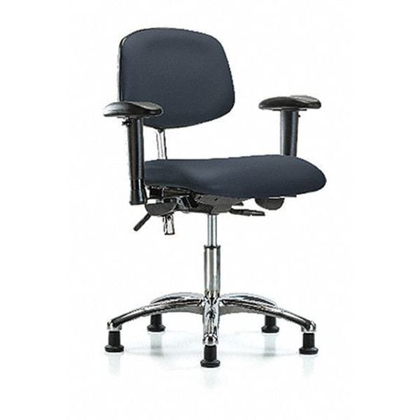 Blue Ridge Ergonomics Clean Room Chair Desk Chair, Vin, Chrm, AA, Glds, Navy, CL100, Adjustable Arms, 18" to 23" Height, Vinyl - BR-NCR-VDHCH-CR-T0-A1-RG-8582