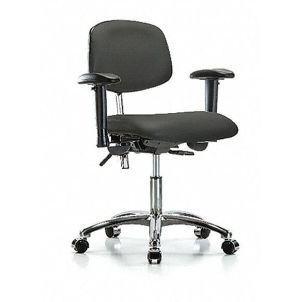 Blue Ridge Ergonomics Clean Room Chair Desk Chair, Vinyl, Caster, Gry, CL100, Adjustable Arms, 18" to 23" Height, Vinyl - BR-NCR-VDHCH-CR-T1-A1-CC-8605