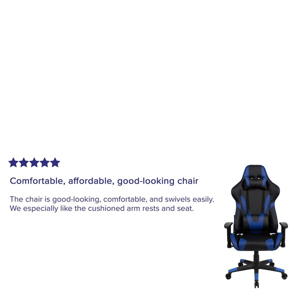 Flash Furniture Leather Gaming Chair, Blue - CH-187230-1-BL-GG