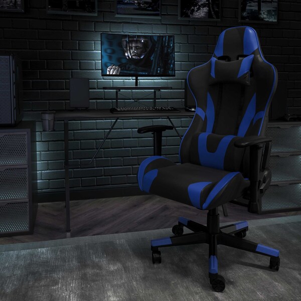 Flash Furniture Leather Gaming Chair, Blue - CH-187230-1-BL-GG