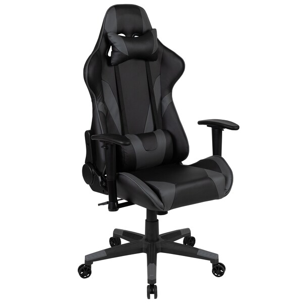 Flash Furniture Gray LeatherSoft Gaming Chair with Reclining Back - CH-187230-1-GY-GG