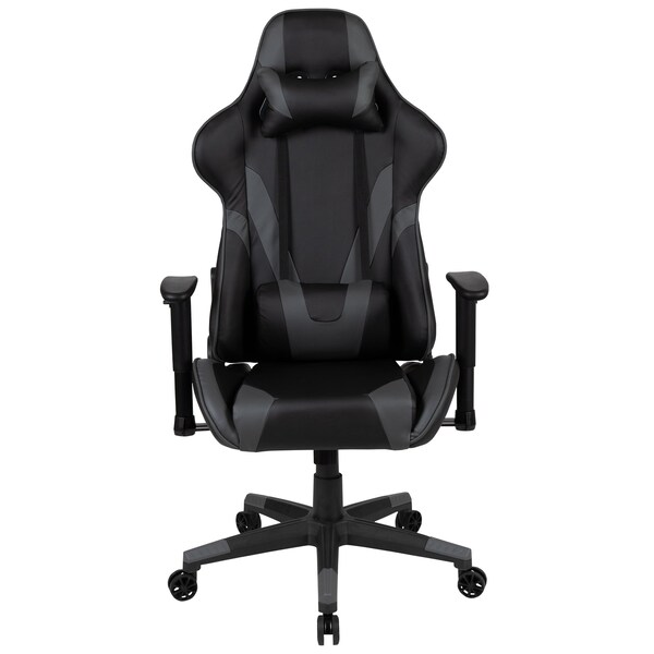 Flash Furniture Gray LeatherSoft Gaming Chair with Reclining Back - CH-187230-1-GY-GG