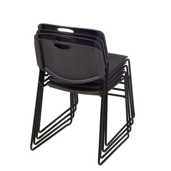 Zeng Regency Zeng Ultra Compact Metal Frame Armless Stackable Chair (4 Pack)- Black - 4400BK4PK
