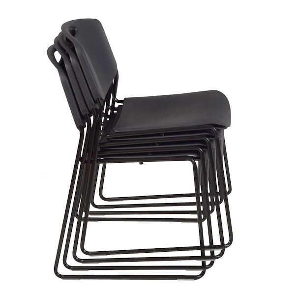 Zeng Regency Zeng Ultra Compact Metal Frame Armless Stackable Chair (4 Pack)- Black - 4400BK4PK