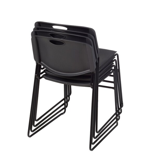 Zeng Regency Zeng Ultra Compact Metal Frame Armless Stackable Chair (4 Pack)- Black - 4400BK4PK