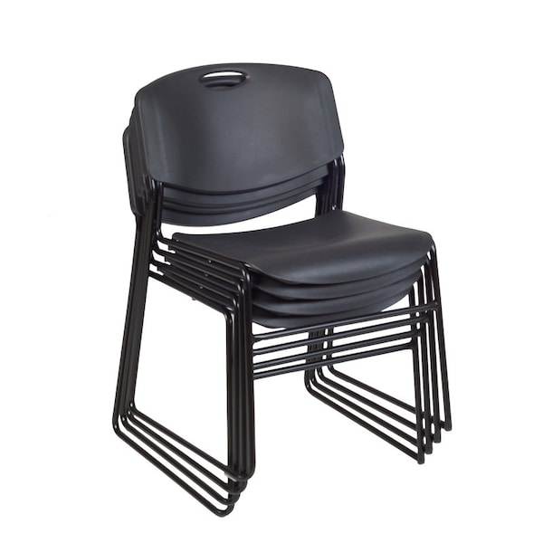 Zeng Regency Zeng Ultra Compact Metal Frame Armless Stackable Chair (4 Pack)- Black - 4400BK4PK