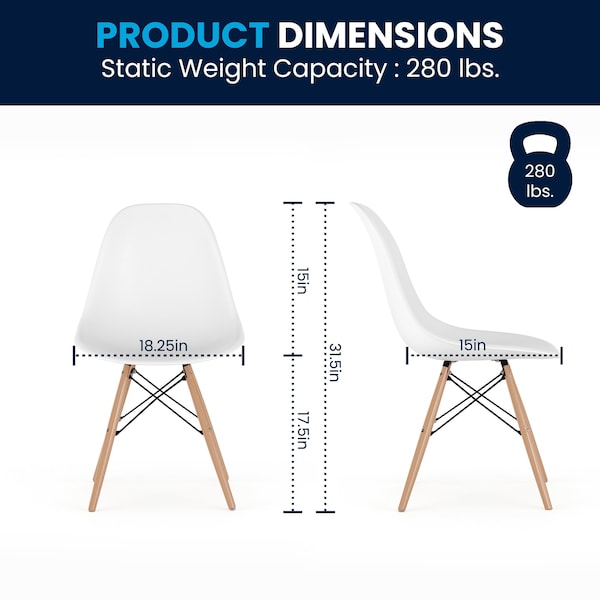 Flash Furniture Elon Chair, White Back, 18-1/4 in W 22-1/2" L 31-1/2" H - FH-130-DPP-WH-GG