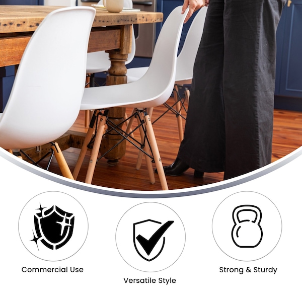 Flash Furniture Elon Chair, White Back, 18-1/4 in W 22-1/2" L 31-1/2" H - FH-130-DPP-WH-GG