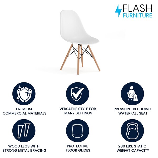 Flash Furniture Elon Chair, White Back, 18-1/4 in W 22-1/2" L 31-1/2" H - FH-130-DPP-WH-GG