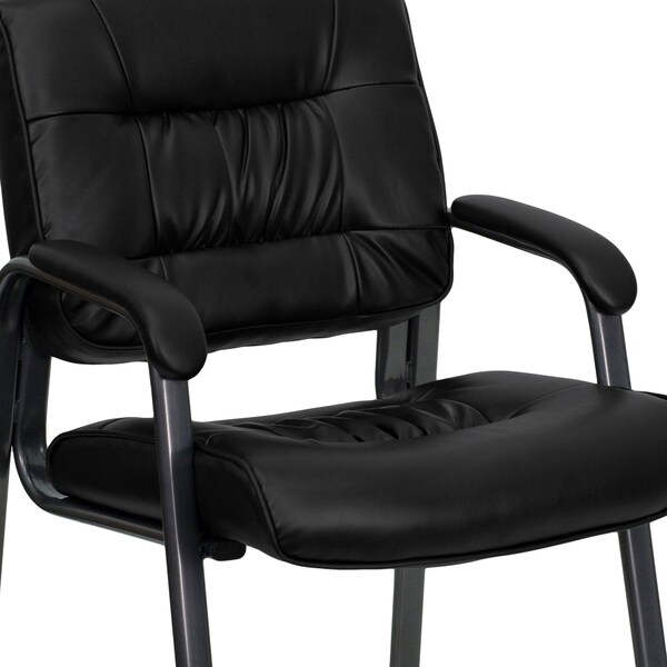 Flash Furniture Contemporary Side Reception Chair, Black Back, 23-1/4 in W 26" L 36" H, Padded, Leather Seat - BT-1404-BKGY-GG