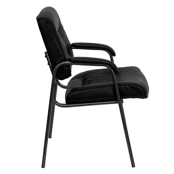 Flash Furniture Contemporary Side Reception Chair, Black Back, 23-1/4 in W 26" L 36" H, Padded, Leather Seat - BT-1404-BKGY-GG
