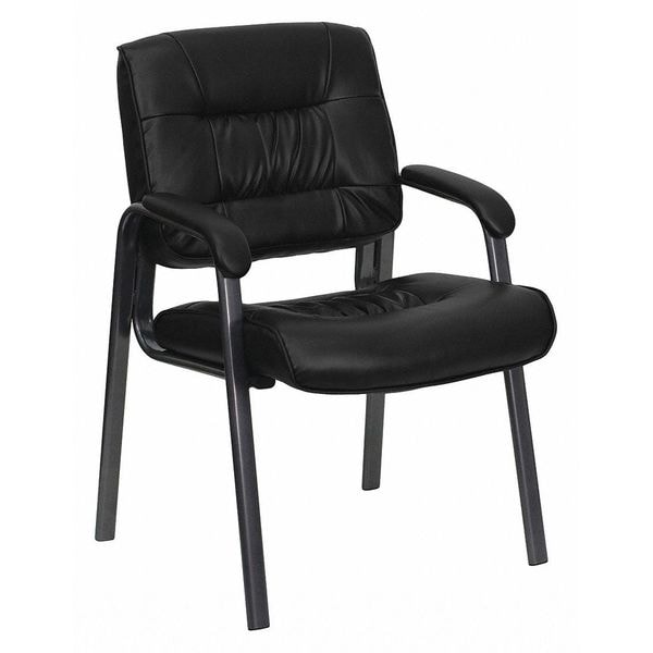 Flash Furniture Contemporary Side Reception Chair, Black Back, 23-1/4 in W 26" L 36" H, Padded, Leather Seat - BT-1404-BKGY-GG