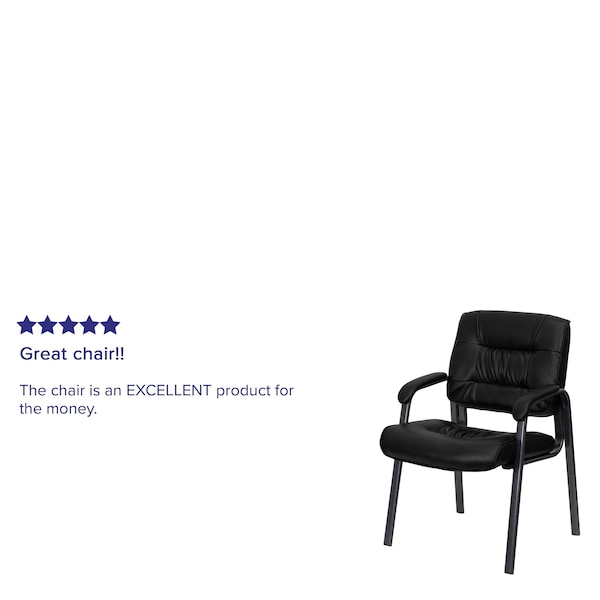 Flash Furniture Contemporary Side Reception Chair, Black Back, 23-1/4 in W 26" L 36" H, Padded, Leather Seat - BT-1404-BKGY-GG
