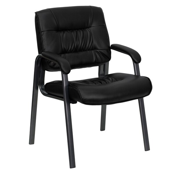 Flash Furniture Contemporary Side Reception Chair, Black Back, 23-1/4 in W 26" L 36" H, Padded, Leather Seat - BT-1404-BKGY-GG