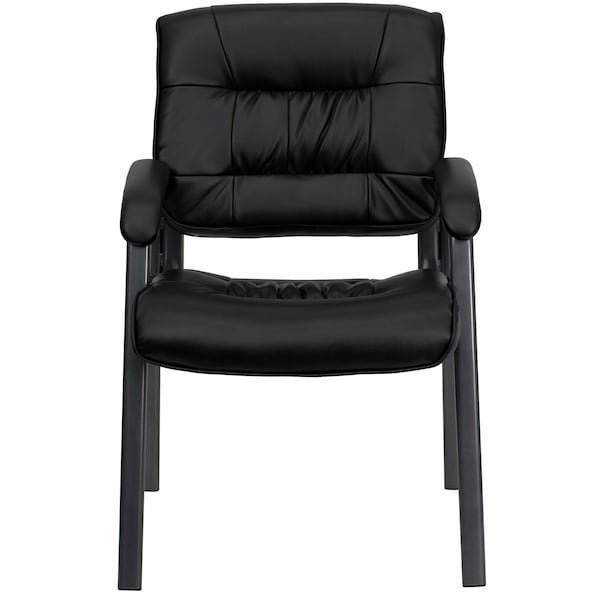 Flash Furniture Contemporary Side Reception Chair, Black Back, 23-1/4 in W 26" L 36" H, Padded, Leather Seat - BT-1404-BKGY-GG