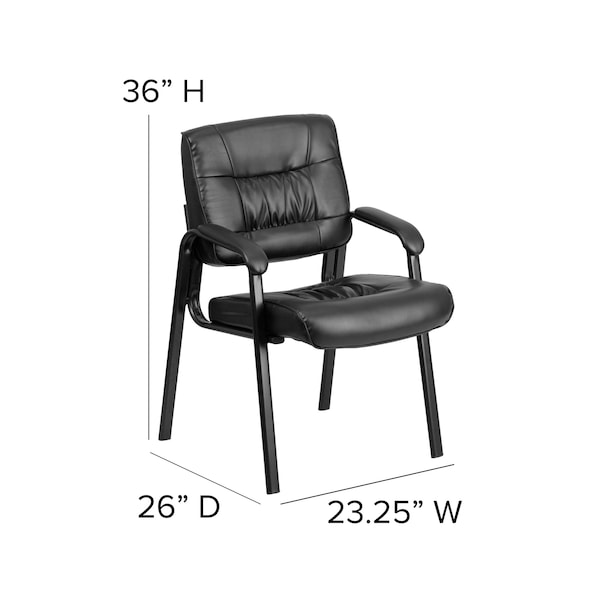 Flash Furniture Contemporary Side Reception Chair, Black Back, 23-1/4 in W 26" L 36" H, Padded, Leather Seat - BT-1404-BKGY-GG