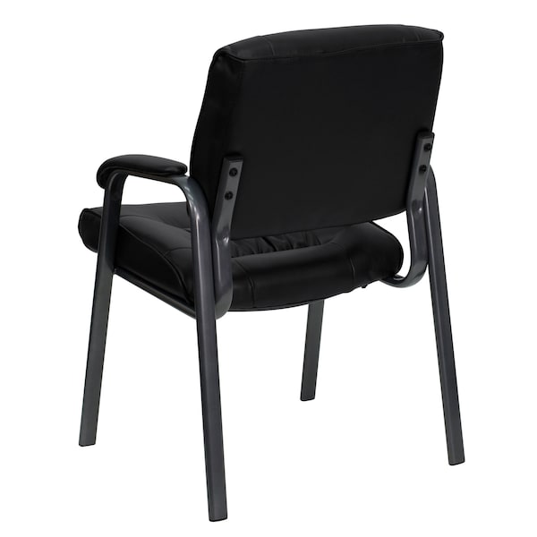 Flash Furniture Contemporary Side Reception Chair, Black Back, 23-1/4 in W 26" L 36" H, Padded, Leather Seat - BT-1404-BKGY-GG