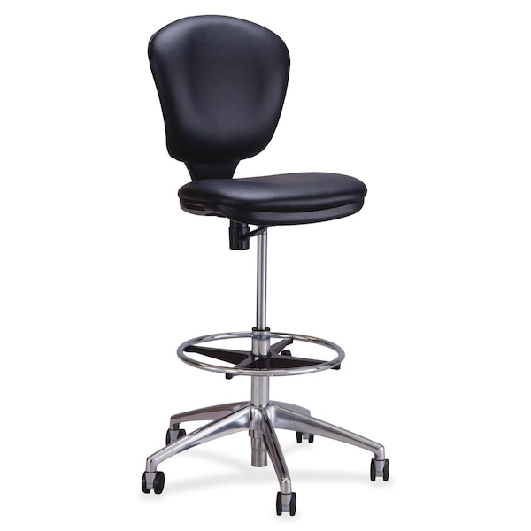 Safco Drafting Chair Extended Height Chair, Black, Vinyl, 23" to 33" Height, Vinyl, Black - 3442BV