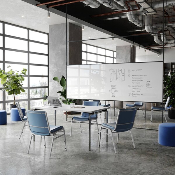 Flash Furniture HERCULES Heavy Duty Navy Vinyl Stack Chairs, 4PK - 4-XU-60153-NVY-VYL-GG