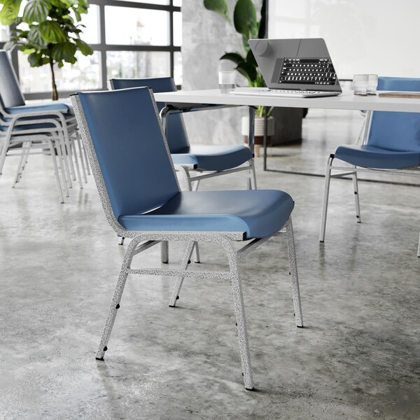 Flash Furniture HERCULES Heavy Duty Navy Vinyl Stack Chairs, 4PK - 4-XU-60153-NVY-VYL-GG