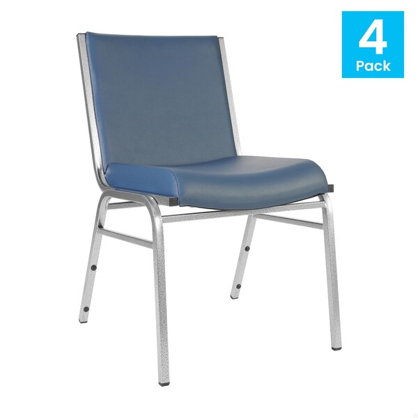 Flash Furniture HERCULES Heavy Duty Navy Vinyl Stack Chairs, 4PK - 4-XU-60153-NVY-VYL-GG