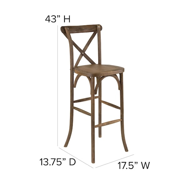 Flash Furniture HERCULES Series Dark Antique Wood Cross Back Barstool - 2-XA-X-BAR-GO-GG