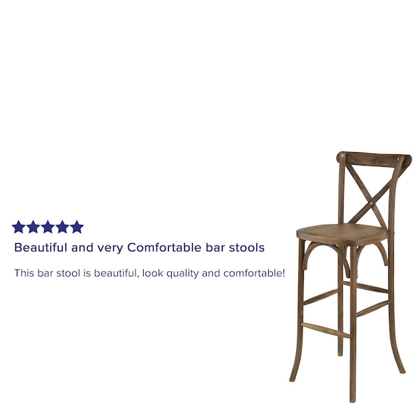 Flash Furniture HERCULES Series Dark Antique Wood Cross Back Barstool - 2-XA-X-BAR-GO-GG