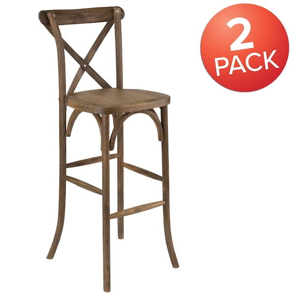 Flash Furniture HERCULES Series Dark Antique Wood Cross Back Barstool - 2-XA-X-BAR-GO-GG
