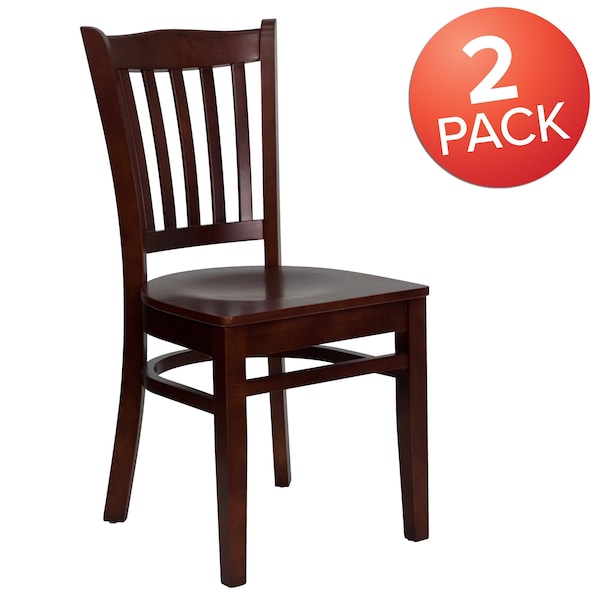 Flash Furniture Mahogany Wood Dining Chair - 2-XU-DGW0008VRT-MAH-GG