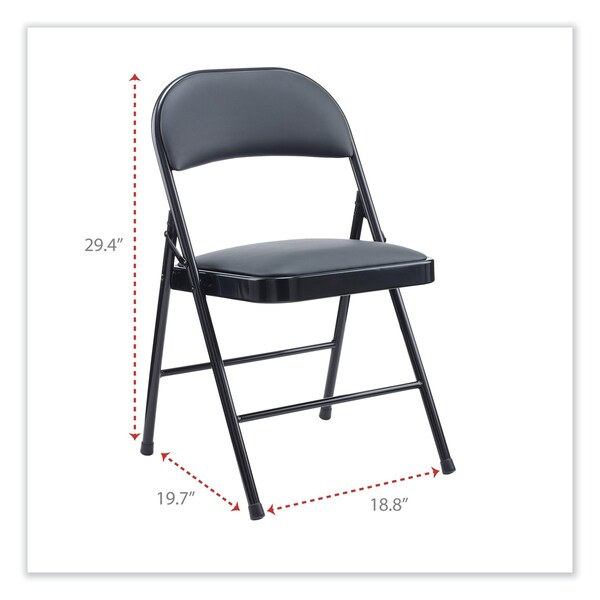 Alera Alera PU Padded Folding Chair, Supports Up to 250 lb, Black Seat/Back, Black Base, PK4, 4PK - ALECA9416