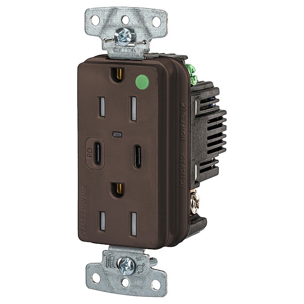 Hubbell USB Receptacle, Brown, 1/2 hp - USB8200CPD