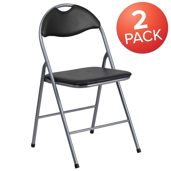 Flash Furniture Black Vinyl Folding Chair - 2-YB-YJ806H-GG